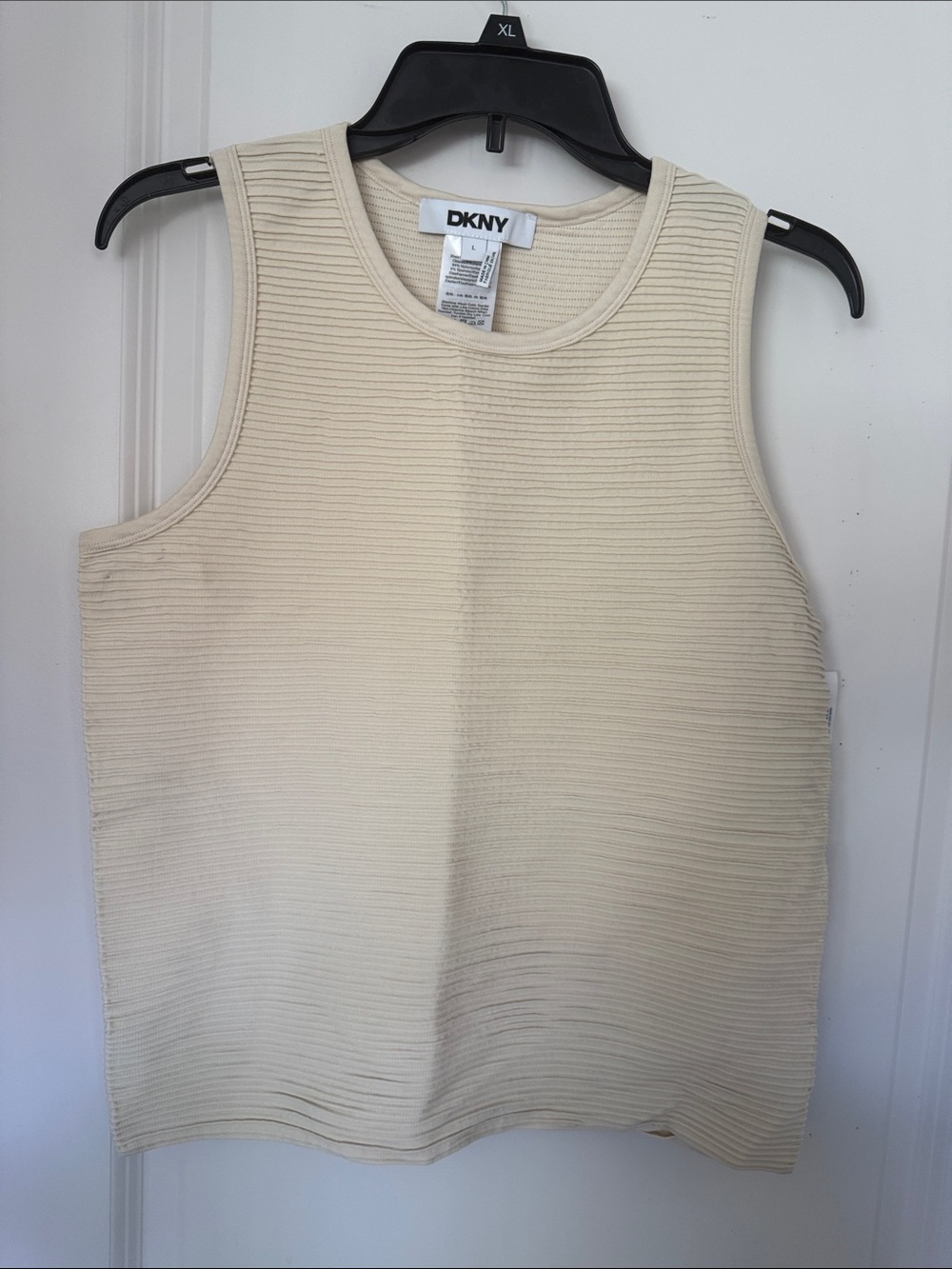DKNY Cream Ribbed Tank Top - Sleeveless Knit